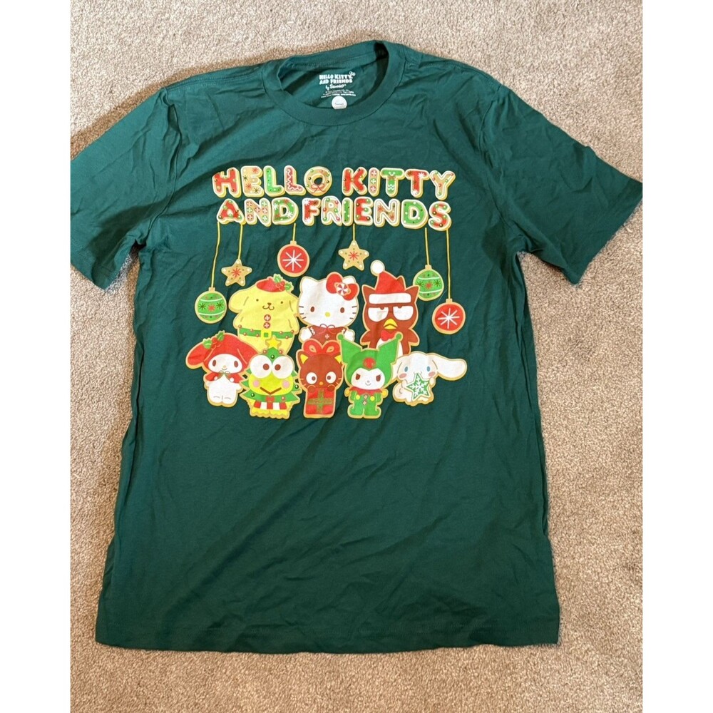 Sanrio Hello Kitty & Friends Christmas Graphic Tee Green Size Small NWT